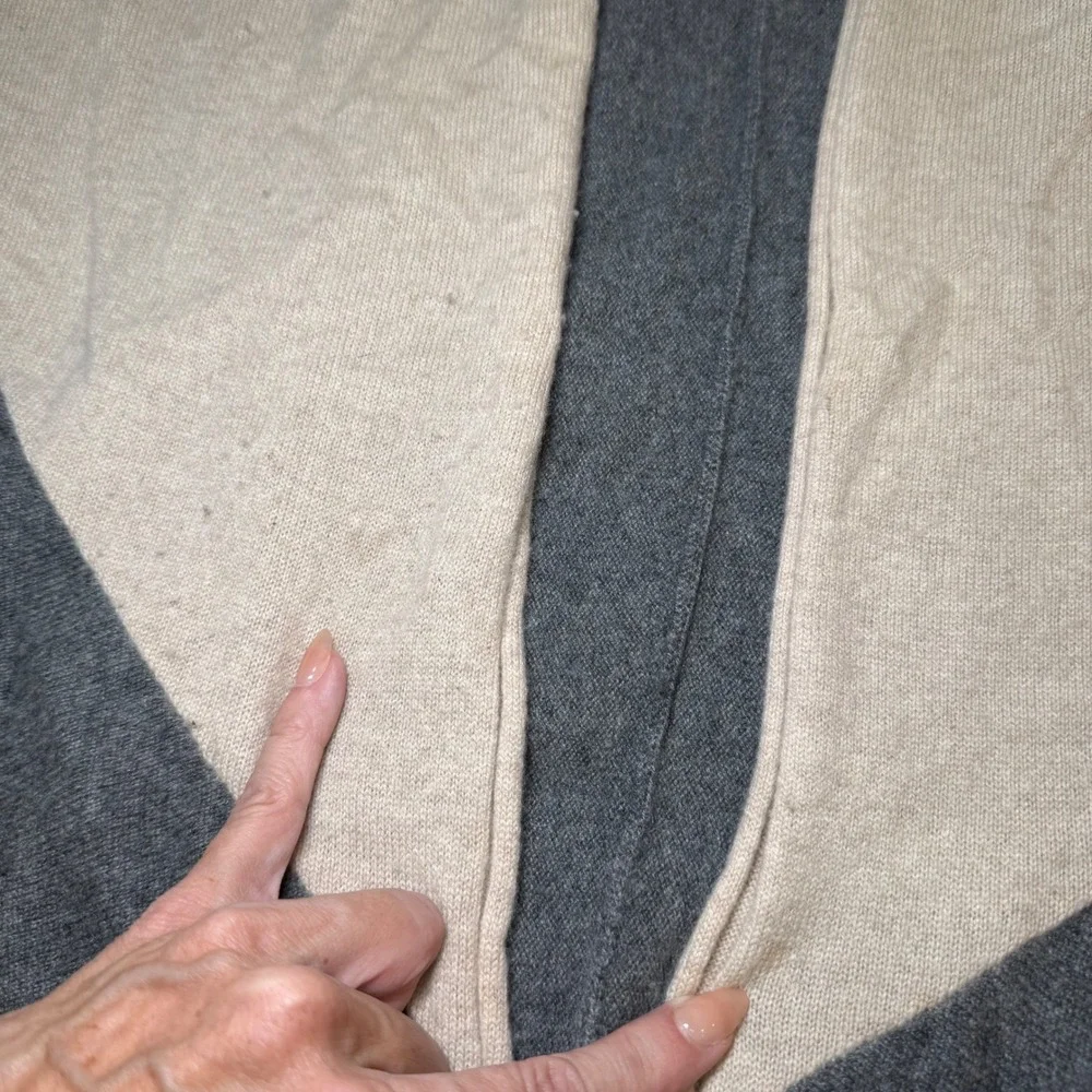 Nordstrom Beige Gray‎ Colorblock Cashmere Poncho Wrap Shawl One Size